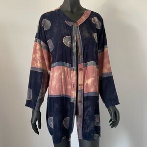 247. VTG Asian creations abstract button down shirt cardigan
